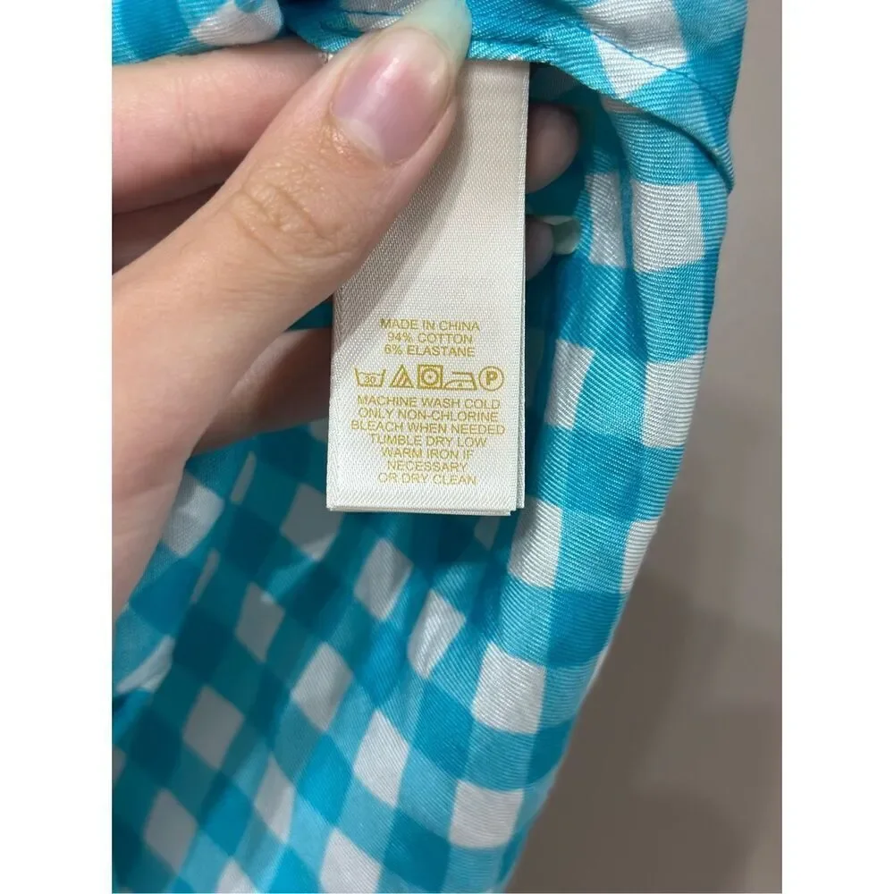 NWT Kate Spade Gingham Fey Firoza Short Sleeve Lightweight Top